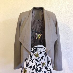 My Tribe Drape Front 100% Leather Jacket